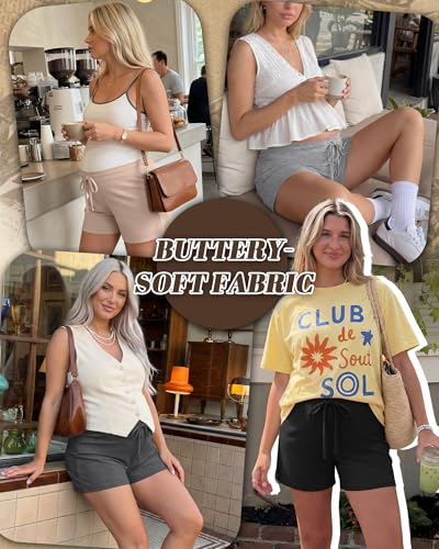 4 Pack Women's Maternity Casual Shorts - color: Apricot, Light Gray, Mixed Black, Black, size: X-Large