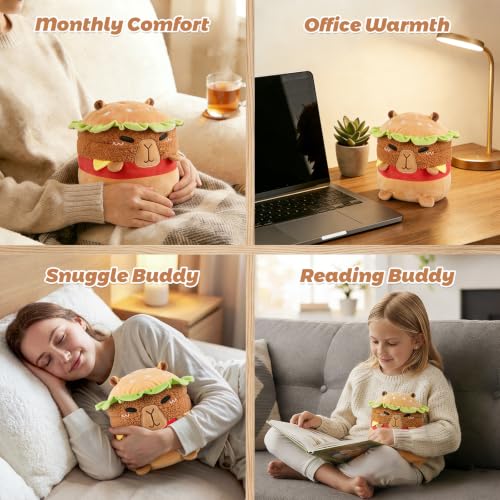 Coolable & Microwavable Hamburger Capybara Stuffed Animal, Heat Plush - style: Hamburg Capybara