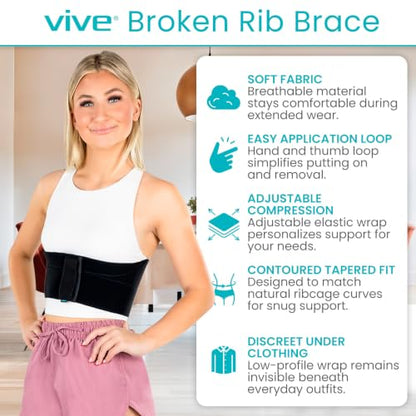 Vive Broken Rib Brace for Women, Men - Rib Cage Support Belt for Fractured - size: Medium