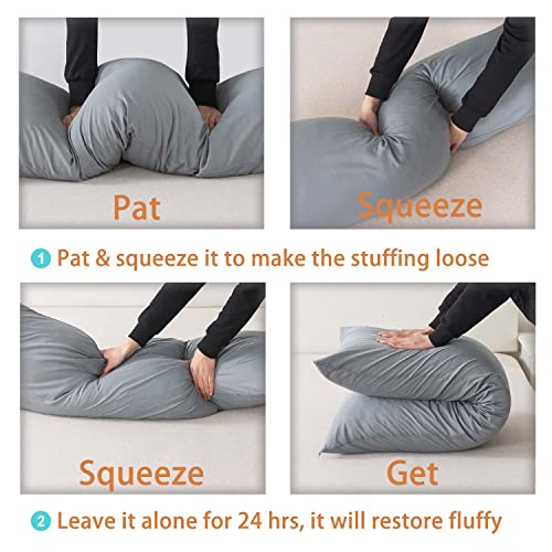 WhatsBedding Memory Foam Body Pillow with Cover, Long Bed Pillow for Adults - color: Grey