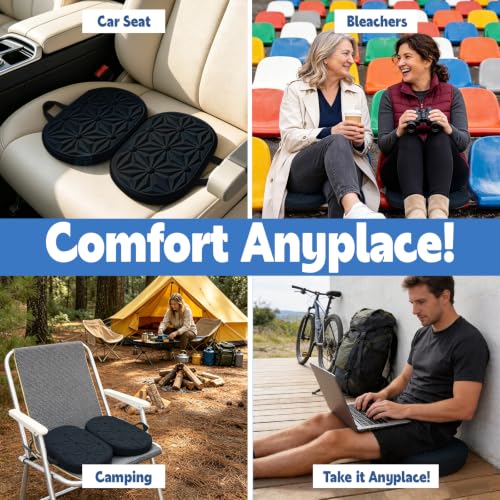 Foldable Cooling Gel Memory Foam Seat Cushion for Outdoor & Stadium Use - color: Black Fabric