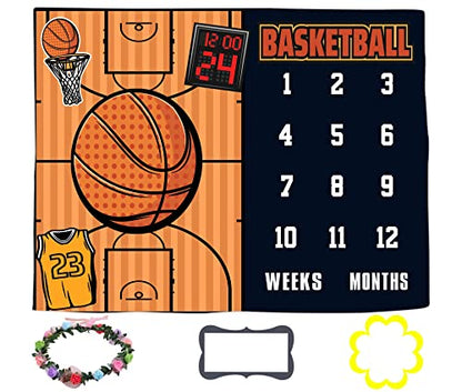 Basketball Milestone Blanket, Weekly Monthly Backdrop, 60x40Inch
