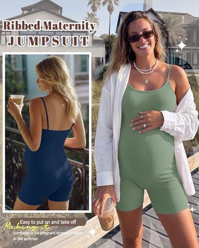 3 Pack Maternity Jumpsuits - color: Gray Green, Navy Blue, Black, size: Medium