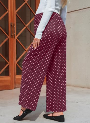 BLENCOT Women's Maternity Flowy Pants Polka Dot Pregnancy Trousers - color: Red, size: Large