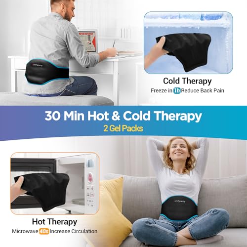 Comfytemp Ice Pack for Back Pain Relief, 2Pcs, Sciatica Brace Reusable Gel - color: Black, size: Standard