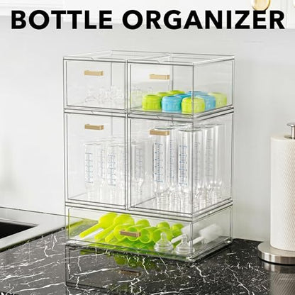 LALOBLUE Stackable Clear Acrylic Drawer Baby Bottle Makeup Organizer - size: 2 Middle+2 Big+1 Long