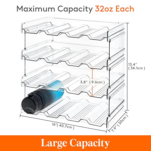 Lifewit Stackable Water Bottle Organizer for Cabinet, Clear Tumbler Holder - size: 4 Tier-16 Bottle