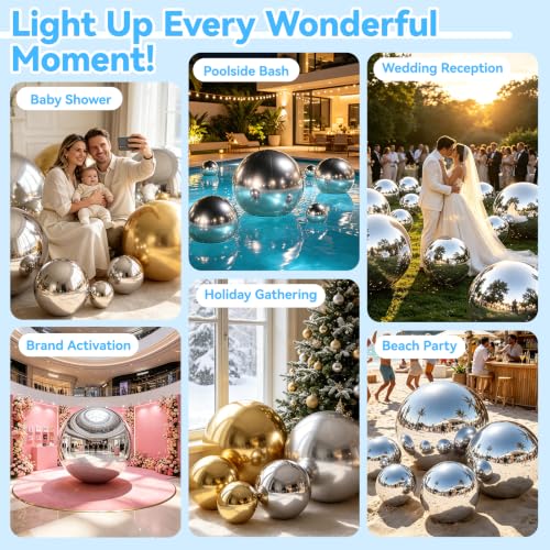 Silver Inflatable Mirror Ball 31.5", Reusable Reflective Ball 1PCS - color: Silver, size: 31.5 Inch/0.8 M + NO Pump