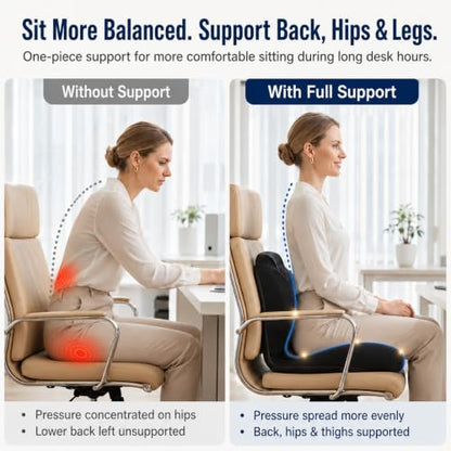 Ergonomic Seat Cushion for Office Chair with Lumbar Support - color: Gray