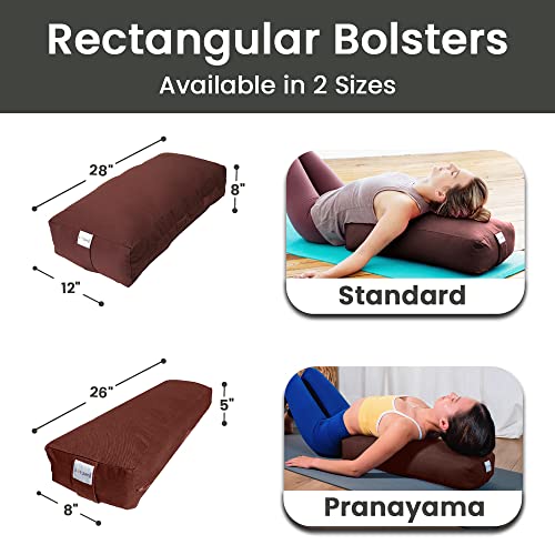 Sol Living Rectangular Yoga Bolster Meditation Pillow, Extra Firm Cotton - color: Brown, size: Rectangular 28" x 12" x 8"