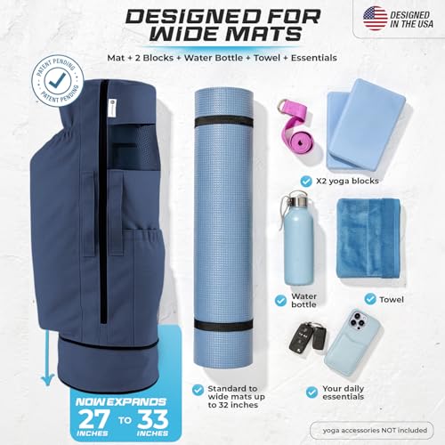 MAGNILAY Expandable Yoga Mat Bag, Adjustable Strap, Black, Large - color: Navy Blue