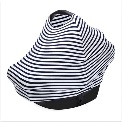 Parker Baby Co. Multi-Use Cover: Carseat Cover, Nursing Cover - Navy Stripe - color: White, Navy Stripes