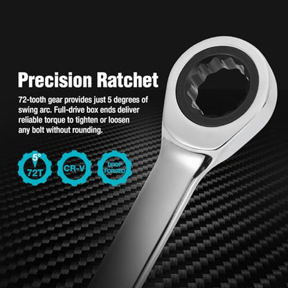 DURATECH 8mm Extra Long Ratcheting Wrench, Metric, CR-V Steel - color: Chrome-plated, size: 8mm