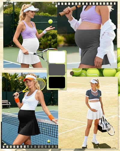 3 Pack Maternity Skirts Tennis Skorts - color: Black, Dark Gray, White, size: X-Small