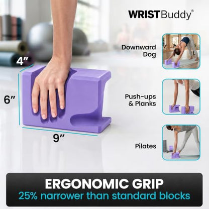 WRISTBuddy® Yoga Blocks 2 Pack, High Density Non-Slip, Hand-Shaped Design - color: Lavender