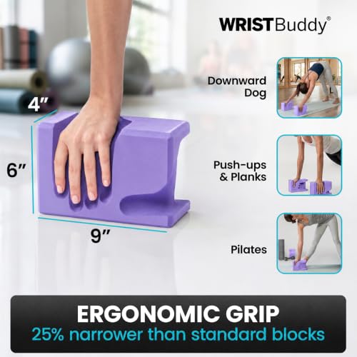 WRISTBuddy® Yoga Blocks 2 Pack, High Density Non-Slip, Hand-Shaped Design - color: Lavender