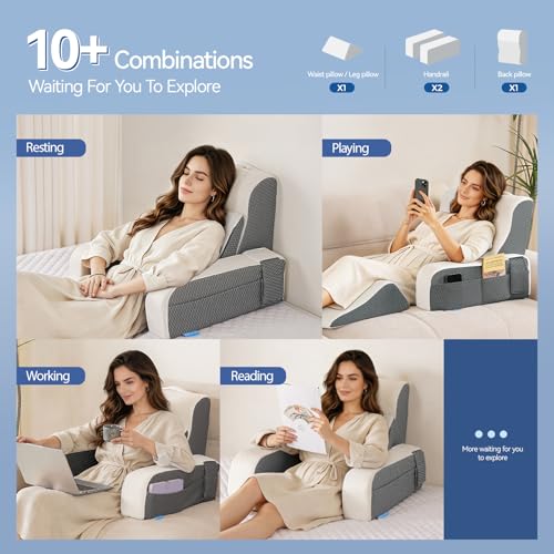 Kayfia Reading Pillow, Gel Memory Foam Back Rest Pillow, 21'', White - color: White, size: Large(21'')