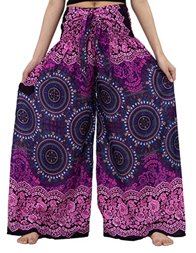 B BANGKOK PANTS Women's Boho Palazzo Pants - color: Bohorose Pink, size: One Size