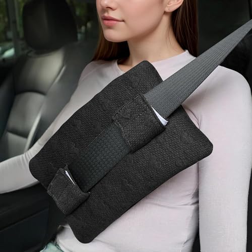 Seat Belt Pillow Post Surgery, Gifts for Women with Ice Pockets - color: Black, size: Small