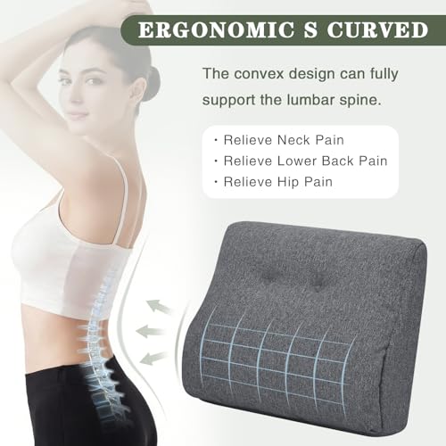 baibu Patented Dual-Layer Memory Foam Lumbar Pillow for Recliner, Dark Grey - color: Dark Grey
