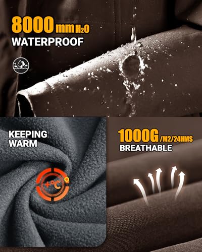 Outdoor Ventures Women's Waterproof Fleece Lined Hooded Softshell Rain Coat - color: Chocolate, size: Medium