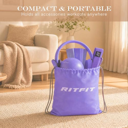 RitFit Pilates kit, 14" Pilates Ring with Pilates Ball & Resistance Bands - color: Purple