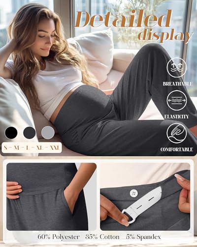 3 Pack Women's Maternity Lounge Pants with Pockets S 3Color