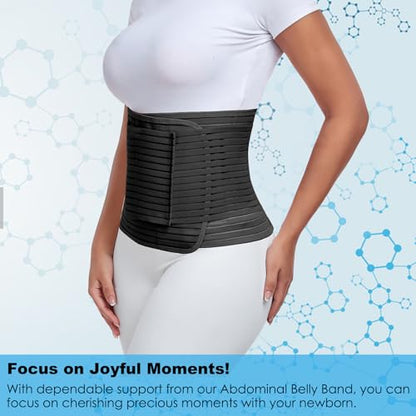 Postpartum & Post Surgery Abdominal Binder. Postpartum Belly Band - color: Black-XL