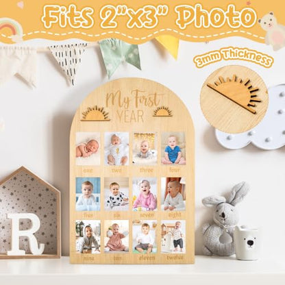R HORSE 3D My First Year Photo Frame Board Fits 2 x 3 Inch Photo Display - color: Boho Sun