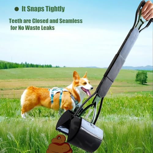 ienjoyed Pooper Scooper, Large Pooper Scooper for Dogs Heavy Duty, Dog Pooper Scooper with Long Handle & High Strength Durable Spring, Foldable Dog Poop Pick Up (32-inch) (Dark Green) - size: 32-inch(Dark Green)