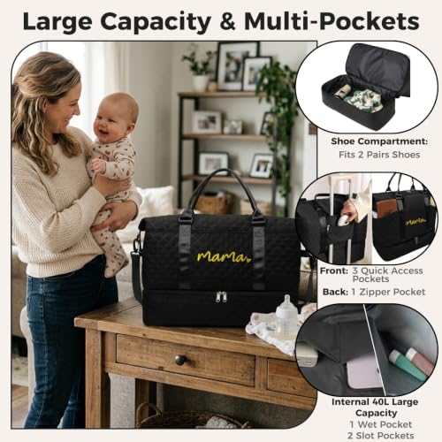Large Maternity Hospital Bag, Black - color: Black