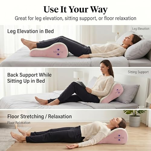 Memory Foam Wedge Pillow, Contoured Firm 50D Support, Pink Grey - color: Pink Grey
