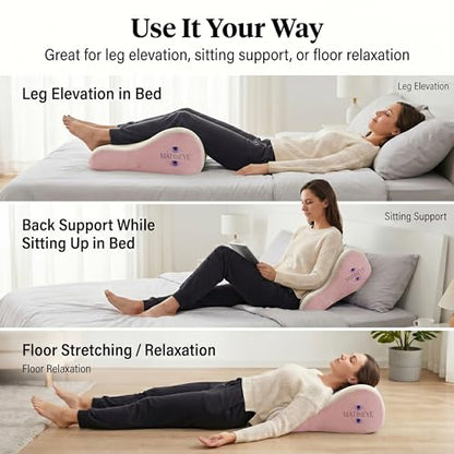 Memory Foam Wedge Pillow, Contoured Firm 50D Support, Pink Grey - color: Pink Grey