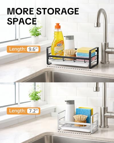 HULISEN Large Kitchen Sponge Holder, 304 Stainless Steel Sink Caddy, Black - color: Black, size: Large