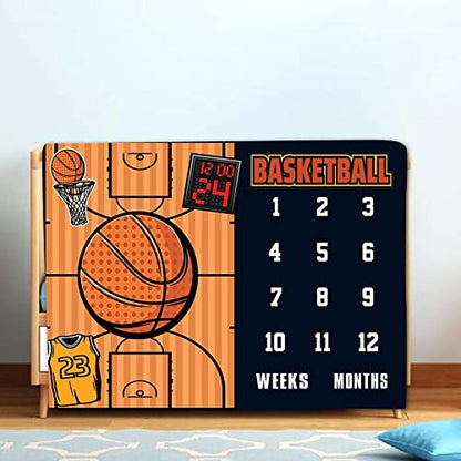 Basketball Milestone Blanket, Weekly Monthly Backdrop, 60x40Inch