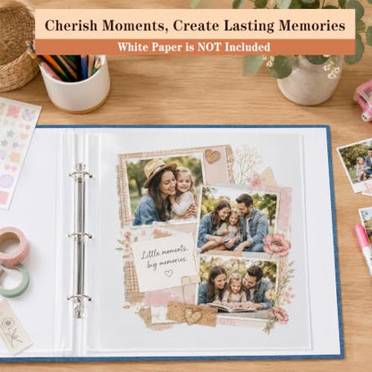 12"x12" DIY Scrapbook Photo Album with 80 Pages 40 Plastic Sleeves Navy - color: Navy