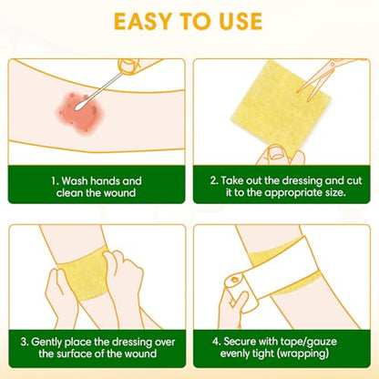 Manuka Honey Calcium Alginate Wound Dressing, 3"×3", 12 Individual Pack - size: 3×3 Inch