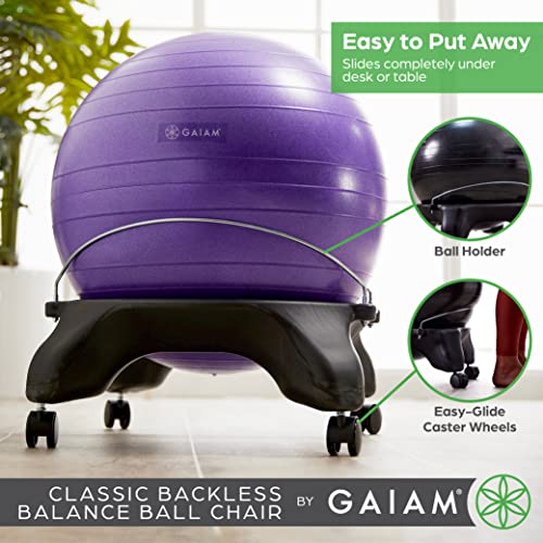Gaiam Classic Backless Balance Ball Chair, Charcoal - color: Charcoal, style: Backless
