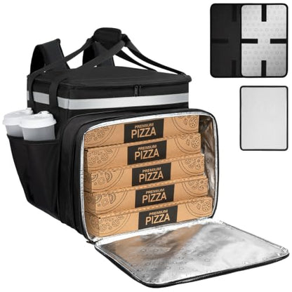 Food Delivery Backpack, Expandable Delivery Backpack Pizza Bag, XL - color: Black, size: XL