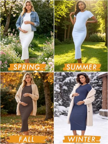 Maternity Dress Baby Shower Wedding Guest Bodycon - color: Black, size: Medium