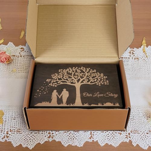 Anniversary & Wedding Gift for Couples, Engraved Our Love Story Memory Box - size: Medium, style: Wedding