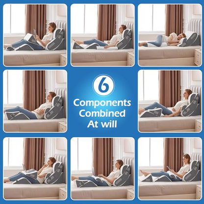 Ahpmeoa 6PCS Wedge Pillow Set for After Surgery, Sit Up Pillow, White - color: White