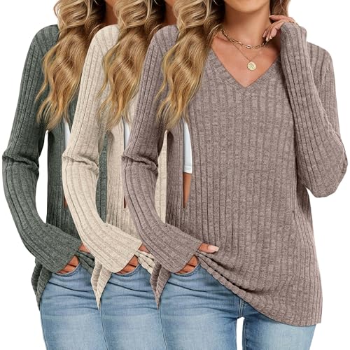 Oakgarden 3 Pack Women's Maternity Nursing Tops Mama Clothes - color: Army Green, Apricot, Coffee, size: Small