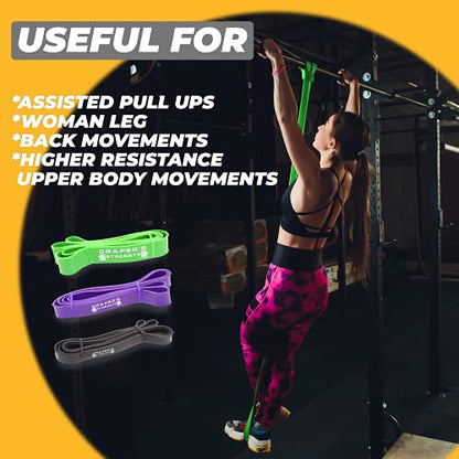 Draper's Strength Heavy Duty Resistance Stretch Loop Bands for Powerlifting Workout Exercise and Assisted Pull Ups - color: #09 3 Band Set Red-Purple