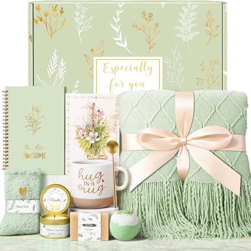 Wasocol Birthday Gifts for Women Self Care Gift Basket, Get Well Relaxing Spa Gift Baskets for Women, Unique Inspirational Gifts for Mom Wife Grandma Sister Friend Her - color: Sage Green