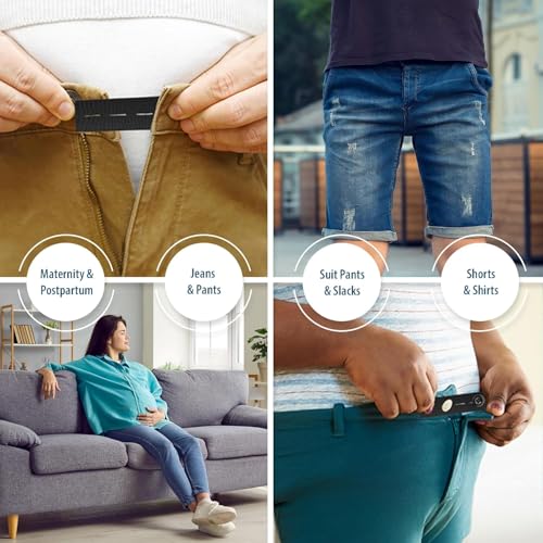 Mandala Crafts Light Gray Elastic Waist Button Extender for Pants Waistband - color: Light Gray, size: Stretchy 3.5 Inches
