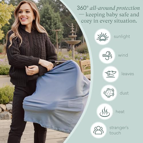 PurComfy 4-in-1 Baby Car Seat Cover, Supersoft Bamboo Viscose Nursing Cover - color: Sage
