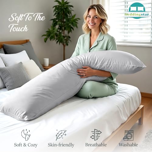 Body Pillow Cover 20x48 Silver Grey 600 TC 100% Egyptian Cotton - color: Silver Grey, size: 20" x 48" (Pack of 1)