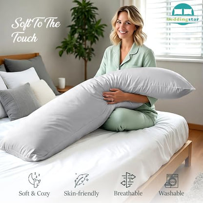 Body Pillow Cover 20x48 Silver Grey 600 TC 100% Egyptian Cotton - color: Silver Grey, size: 20" x 48" (Pack of 1)