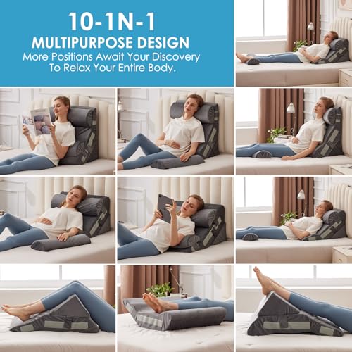 MEGCXIT Wedge Pillow Set for After Surgery, Bed Wedge, 4PCS, Grey - color: Grey, size: 4pcs